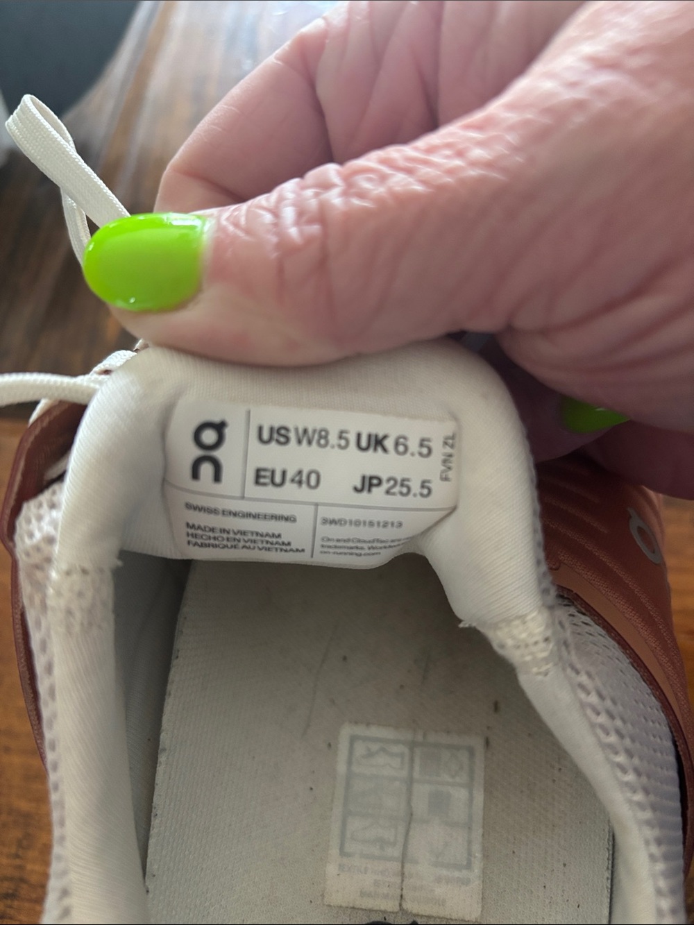 On Cloud Women’s Running Sneakers in Beige and Rose - Picture 3 of 3